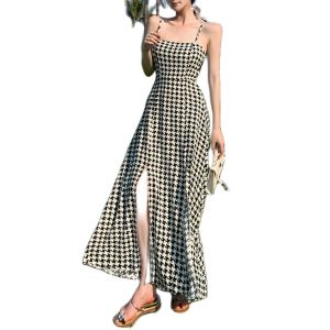 JaneCoco  เดรสสายรัดแบบลายลายนกพันธุ์พิเศษ ผ้ายืด สีคลาสสิก 2 สี ชุดกระโปรงยาวสไตล์เกาหลีที่หรูหรา ช่วงเสื้อที่แยกออกมาดูดีและดึงดูด สินค้าพร้อมส่งทันที!