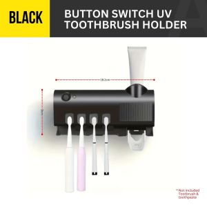 Button Switch UV Toothbrush Holder Toothpaste Squeezer Bathroom Cleaner USB Light Charge Black White Rak Berus Gigi
