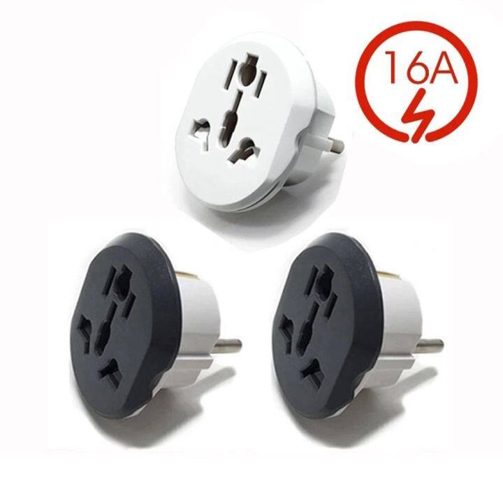 EU Plug Adapter Universal 16A EU Converter 2 Round Pin Socket AU UK CN US To