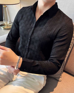 áo sơ mi áo sơ mi nam dài tay phong cách hiện đại trẻ trung - N75