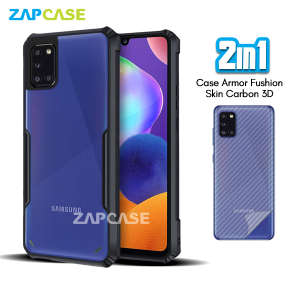 Case Samsung A31 Armor Fushion Casing Free Skin Karbon