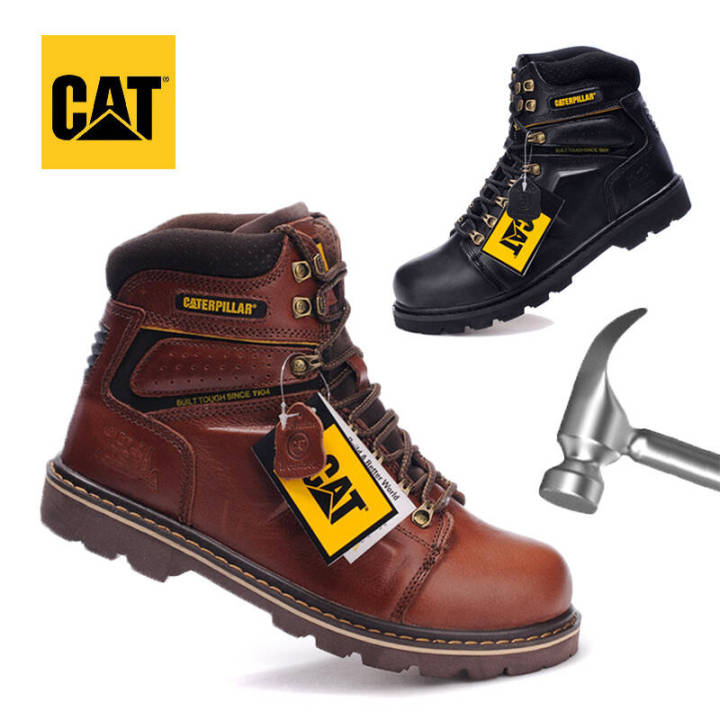 Caterpillar first layer leather boots high-top tooling boots CAT safety ...