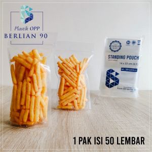 Standing Pouch 14x22 isi 50 plastik ziplock double seal kemasan berdiri bening 1 pack isi 50 lembar