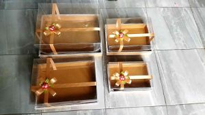kotak seserahan hantaran pernikahan kain sponbon murah 1 set 4 box tutup mika