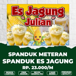 spanduk banner es jagung / banner es jagung / banner spanduk meteran custom