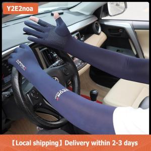 【Local shipping】 Mens Fishing Sunscreen Arm Sleeves Summer Ice Silk Elastic UV Protection Sleeves Gloves Outdoor Cycling Sleeves