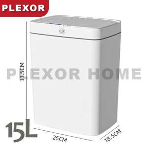 PLEXOR 18L Automatic Touchless Motion Sensor Bathroom Trash Can Soft Close Garbage Can with Lid Smart Plastic Slim Wastebasket for Bathroom Office rv Bedroom Living Room