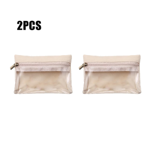 2 Pcs Travel Jewelry Organizer Pouch with Zipper Portable Clear Bag for Necklace Earrings and Rings Clear velvet zipper pockets Jewelry Storage Bag Organizer Case for Traveling Women Girl Gift