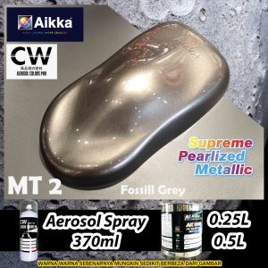 MT2 Fossil Grey  Supreme Metallic Colour for Car Motor Aikka Aerosol Spray Botol 2K Paint Cat Bancuh CW Cover Set DIY