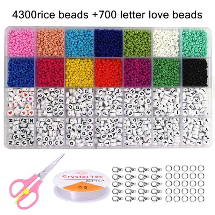 5000Pcs Beads Kit, 3mm Glass Seed Beads, Alphabet Letter Beads and Heart  Shape Beads for Name Bracelets Jewelry Making and Crafts