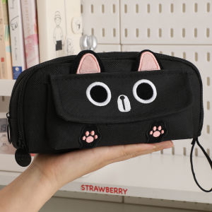 🇲🇾[Malaysia]Ready Stock Black Cat Cool Pencil Case Pencil Bag Cosmetic Bag Multifunctional Storage Stationery Box Niche Non-Collision Bag Cute Large-capacity Pencil Bag Pencil Case Ins Korean Style Student Stationery男孩女孩大容量笔袋