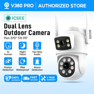 ICSEE XM R6 Dual Lens CCTV Camera Connect Cellphone HD 4K PTZ 6MP Outdoor Waterproof Wireless Two-Way Audio 360 Degree Full Color Night Vision Smart IP Security Camera