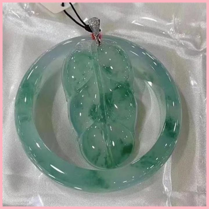 缅甸冰种飘花翡翠手镯玉镯翡翠叶子吊坠玉石玉手镯送礼热卖带证书