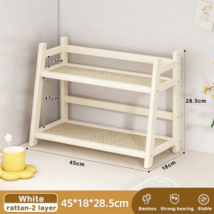 HOGO 2-layer Kitchen Countertop Storage Rack Multifunction Bathroom Desktop Organizer Holder Bamboo Office Book Shelf
