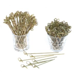 100PCS Bamboo Fruit Sticks Disposable Pearl Toothpicks Cocktail Sticks Skewers For Drinks Desserts