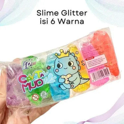[ MP ] CRYSTAL MUD 1 PACK = 6 PCS MAINAN ANAK SLIME PACK IMPORT 6 WARNA MOTIF LABUBU SANRIO DINO