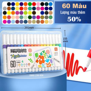 Tăng 50% mực Set 60 Bút màu ACRYLIC Marker CHỐNG THẤM NƯỚC Không Nhoè Có Thể Vẽ Lên Đồ Vật Nhẵnlau được khi dính lên da