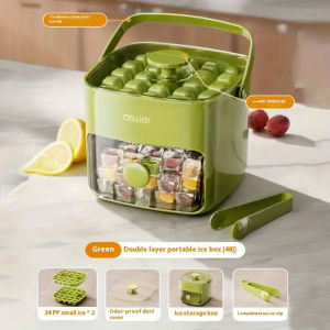 Household Ice Maker Ice Press Storage Box Food Grade Plastic Refrigerator Ice Cube Mold Tool with Lid Kotak Ais Ice Box