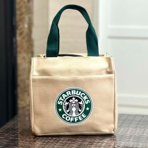 Starbucks canvas tote bag canvas lunch  bag Bento bag insulated lunch bag insulated lunch bags meal bags Bento insulation bags