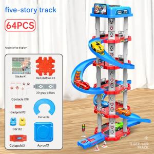 Childrens Rail Car Toy/DIY Parking Lot Assembly/Recoil Car Set/Intelligent Building Sliding Toy/Rail Car Toy