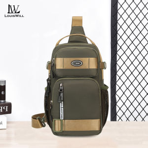 LouisWill กระเป๋าคาดอกแฟชั่นสะพายข้างลำลองสำหรับผู้ชายกระเป๋าสะพายไหล่กันน้ำกระเป๋ากีฬาสะพายไหล่กระเป๋าหิ้วขนาดใหญ่กระเป๋าเดินทางกระเป๋าออกกำลังกายกลางแจ้งกระเป๋าธุรกิจสำหรับผู้ชาย
