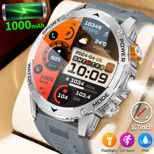 LIGE New Smart Watch Men 1000mAh Large Capacity Battery Outdoor Flashlight Bluetooth Call Waterproof Sport Fitness Smartwatch For Android IOS