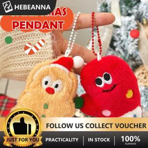 hebeanna Kawaii Christmas Plush Keychain Cartoon Santa Claus Christmas Tree Stuffed Doll Keyring Bag Pendant Christmas Hanging Decor Gift