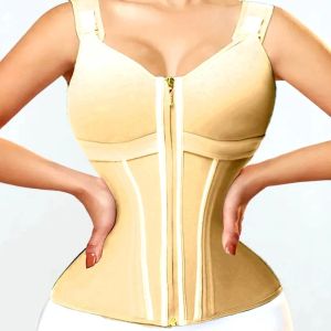 Purple Vest Faja Colombian Girdle High Compression Waist Trainer with Zipper Slimming Tummy Control Shapewear Body Shaper Corset