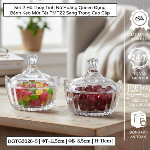 Bộ 4 Hũ Thủy Tinh Nữ Hoàng Đựng Bánh Kẹo Mứt Tết Sang Trọng - Combo 4 Thố Thủy Tinh Cao Cấp TMT22