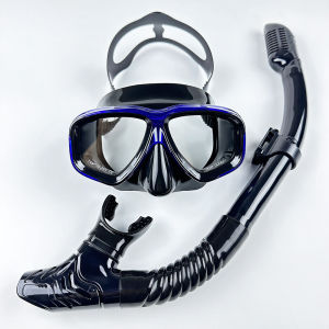 [Qiafa]Optical Myopia Scuba Diving Mask Snorkel Set Tempered GlassDry Top Swimming Googles Nearsighted Lenses Short-Sighted