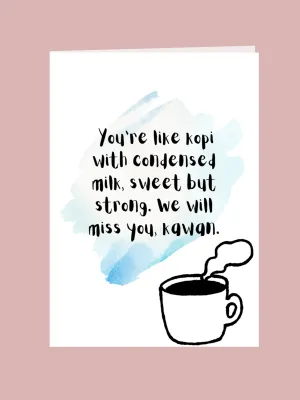 (Kopi Design) Farewell Card for Colleague/ Funny Farewell Card/Large Card/Greeting Card / Gift Card/ Personalise Card/ Card for Retirement