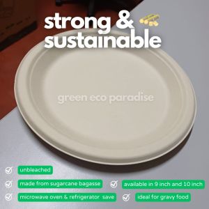 9  Biodegradable Plate [Brown] 50 pieces Strong Disposable Plate Sugarcane Plate | Factory Direct | Party Plate