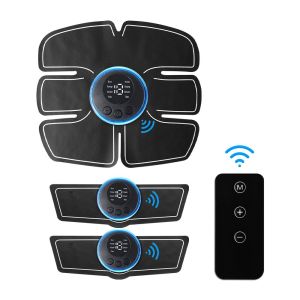 Suolaer USB Rechargeable EMS Trainer ABS Muscle Stimulator with 8 Modes and 19 Gear Power Myostimulator Body Fitness Electric Weight Loss Body Slimming Back Pain Relief Massager