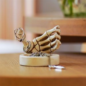 LE VICTORY ประณีตประณีตประณีต เชิงเทียนโครงกระดูกมือ ไม่ซ้ำใคร งานทำมือ รูปปั้นโครงกระดูกฮาโลวีน ง่ายๆ ศิลปะเรซิน เชิงเทียนแบบกอธิค ฮาโลวีน