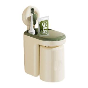 Fashionable Without Drilling Elegant Designs Wall Mount Toothbrush Cup Rack Portable Accessory for Modern Bathrooms