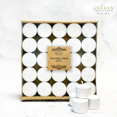 GE Candle Works 50 PCS 8 Hours+/- Burning Unscented Palm Tealight Candles (23grams) *3 Colors to choose*