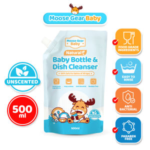 Moose Gear Baby Bottle Cleanser 500ml (Unscented) Antibacterial Resealable Leak Proof Cap
