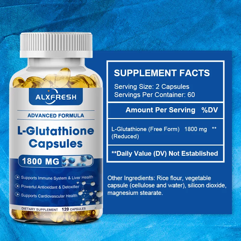 glutathione 5000 Glutathione Capsules for Antioxidant Anti-Aging Healthy Whitening Skin and  Liver Health Detoxification Supplement
