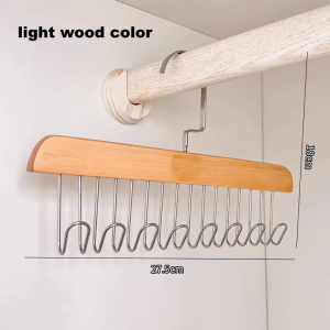 Multifunctional 8-hook solid wood clothes hanger bra hanger 360-degree rotation with hook tie cap anti-slip bracket