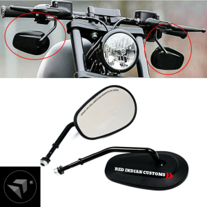 REAR VIEW - SIDE VIEW MIRRORS 5.3/4" LEAF SHAPE LONG STEM WITH ALUMINUM COVER FOR CUSTOMS CLASSIC MOTORCYCYLES