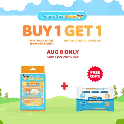 Moose Gear Baby Mini Wipes Premium Powder Scent 6PACKS (11s per pack) Extract Thick & Soft