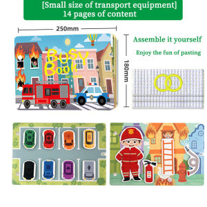 Montessori Baby Busy book  for Toddlers Sensory Toys with Hook Loop Sticker Early Learning Educational Game 3-6 Years
