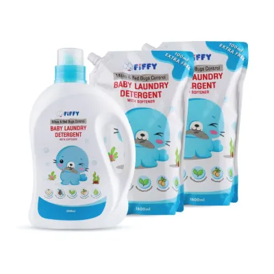 FIFFY MITES & BED BUGS CONTROL BABY LAUNDRY DETERGENT (1 BOTTLE + 2 REFILL PACK) DETERGEN PAKAIAN (FO26004)