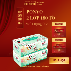 Hộp khăn giấy lụa PONYO - khăn giấy lau mặt cao cấp siêu mịn không bụi 2 lớp 180 tờ - Thiên An Nam paper