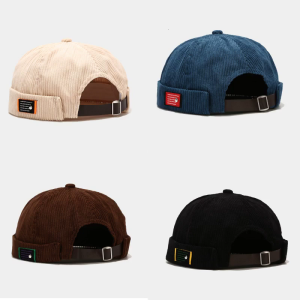 Winter Beanie Hat for Men Women Harajuku Hip Hop Letters Cuffed Skull Cap Short Landlord Brimless Velvet Docker Skullcap