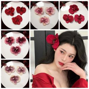 OQEWPI 3pc/set หวานหวานแหววว กิ๊บติดผมรูปผีเสื้อและกล้วยไม้ ผ้าผ้าทอ ไข่มุกไข่มุก คลิปข้างดอกไม้เจ้าสาว เพื่อนเจ้าสาวสไตล์เพื่อนเจ้าสาว หมวกวันหยุดริมทะเล กิ๊บติดผมสไตล์จีน สำหรับผู้หญิง