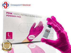 Crosspoint Tattoo Glove PINK Vinyl Food Nitrile Blend Disposable 100pcs (Small - L)