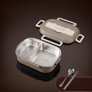 LIFE SHOPS Sealed Insulated Compartment Lunch Box with Soup Bowl and Cutlery 304 Stainless Steel Food Container Portable Large Capacity Lunch Container for Student Adult