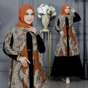 (BISA COD)Gamis batik Motif Terbaru modern premium dress muslim gamis batik kombinasi