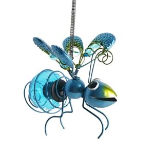 OKDEALS01 3D Simulation Solar Iron Insect Statue Creative Iron Art LED Hanging Butterfly Lamp LED Fairy Light Colorful Solar Powered Insect Lamp Outdoor Hanging Ornament